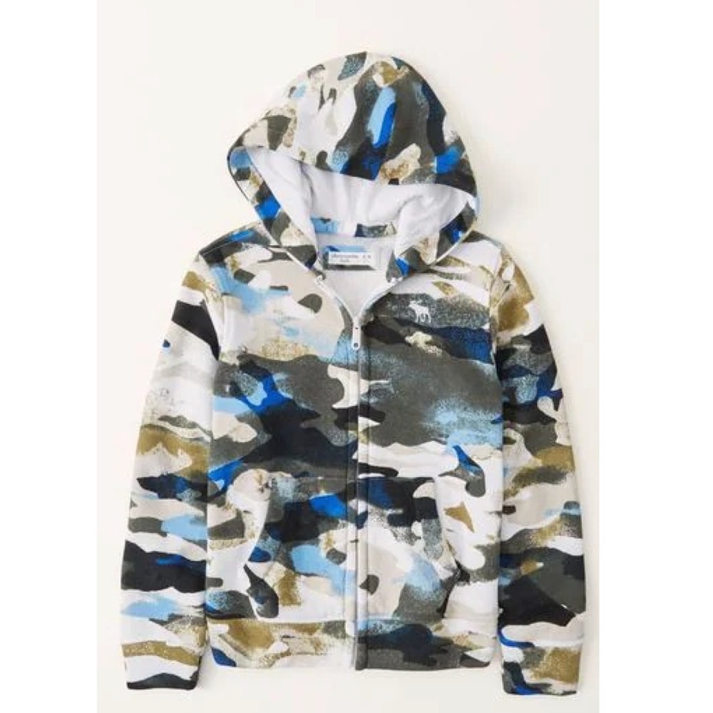 Abercrombie & Fitch Camouflage Effect Kids Zip Up Hoodie Size 11 / 12